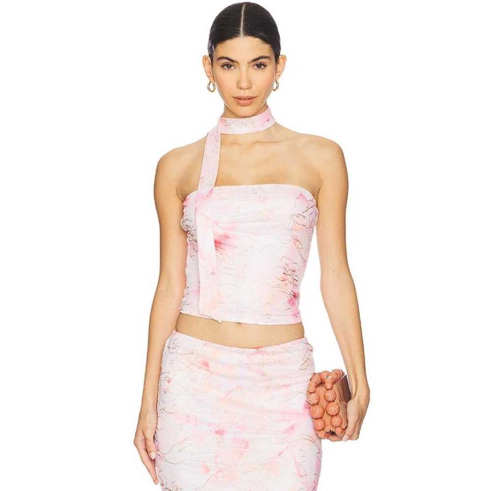 MORE TO COME Women's Nina Strapless Top Size M In Pink Floral